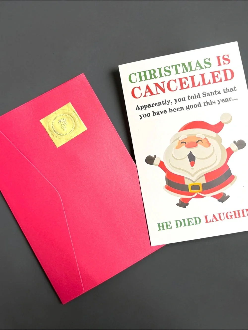 Funny Christmas Card Santa Died Laughing Blank Inside New